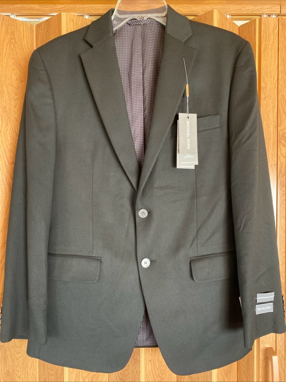Michael Kors Performance Blazer Mens 38R Black Preppy Poly Blend Sport Coat